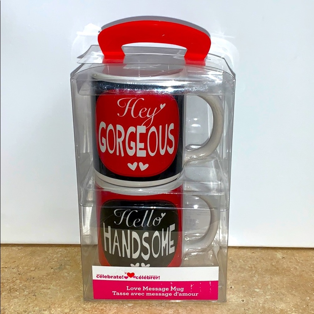 NWT His & Hers Couple Coffee Cups Mugs Set of 2 Mugs Hey Gorgeous Hey Handsome